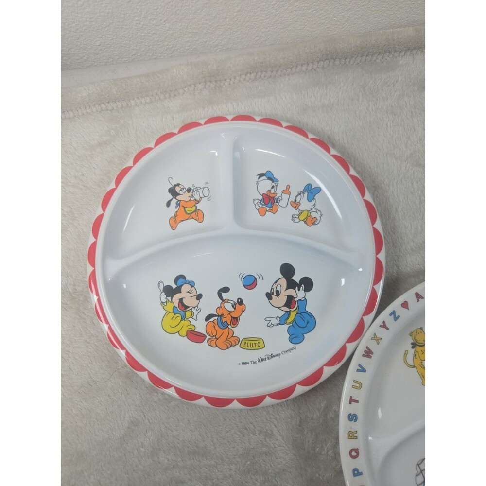 Walt Disney 1984 Child Divided Plate Bowl And Popeye And Family Characters